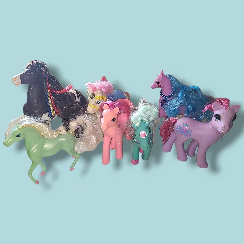 Lot of 7 Vintage 80s 90s Pony Horse Doll Toys  MLP G1 Breyer & More